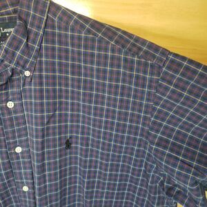Ralph Lauren Blake Men’s L Long Sleeve Button Shirt Plaid Cotton Blue Red